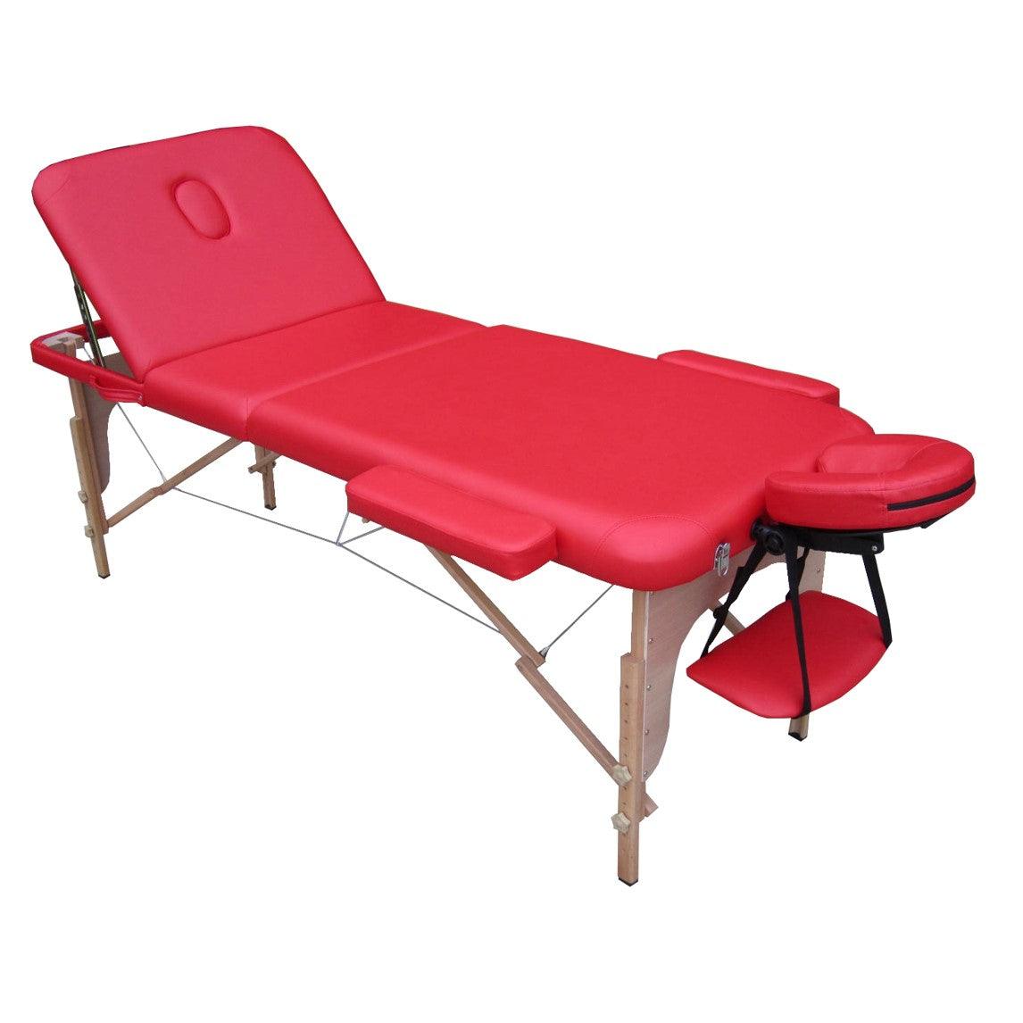 Lettino da massaggio portatile - Extra largo (70 cm) - Testa e poggiapiedi  inclinabili - Legno di faggio - Nero